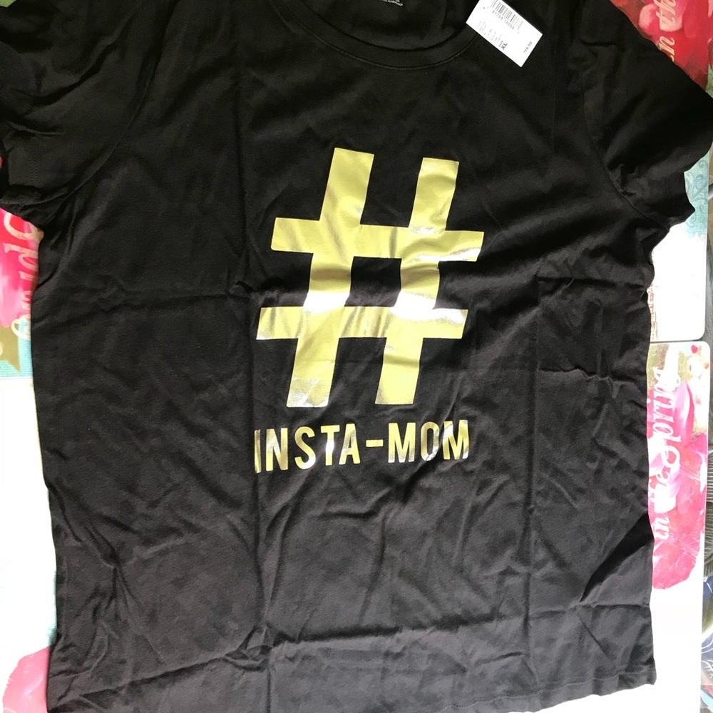 T Shirt #Insta-Mom soft Black &Silver